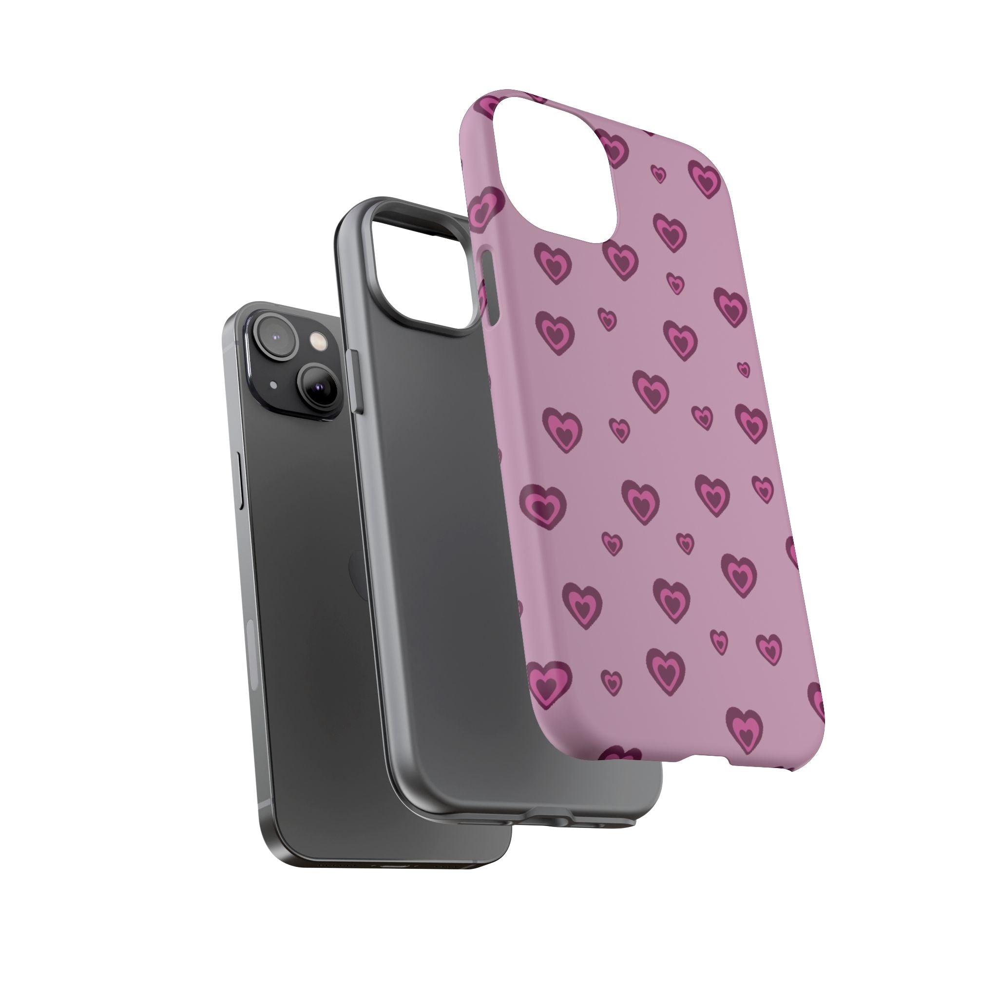 Pink Heart Pattern Tough Phone Case — Cute Protective iPhone Cover