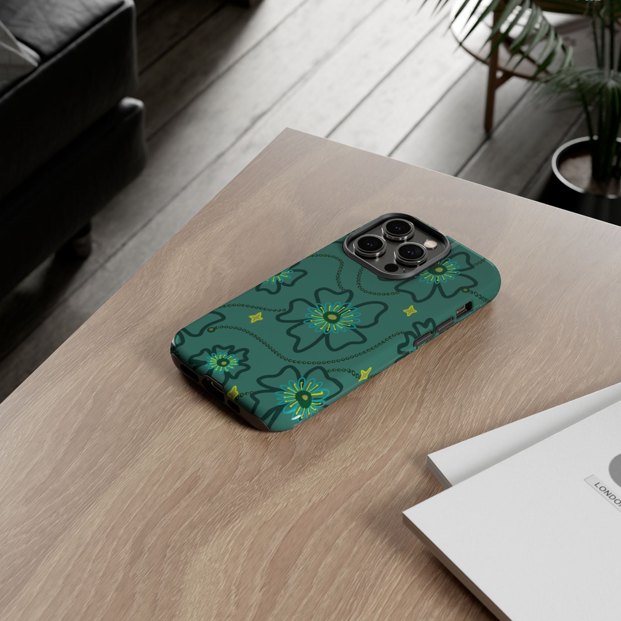 Tough Cases - Teal Floral Protective Phone Case