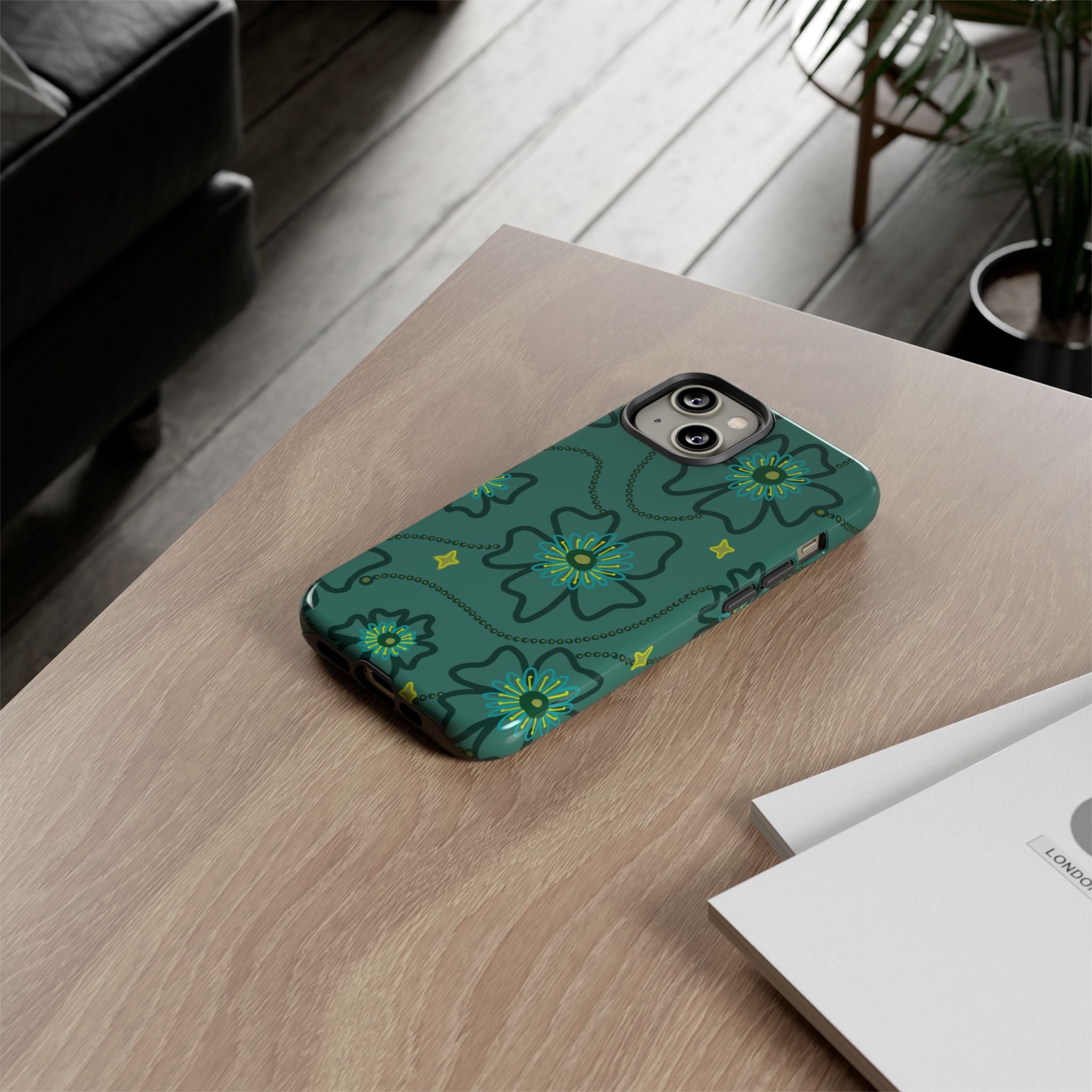 Tough Cases - Teal Floral Protective Phone Case