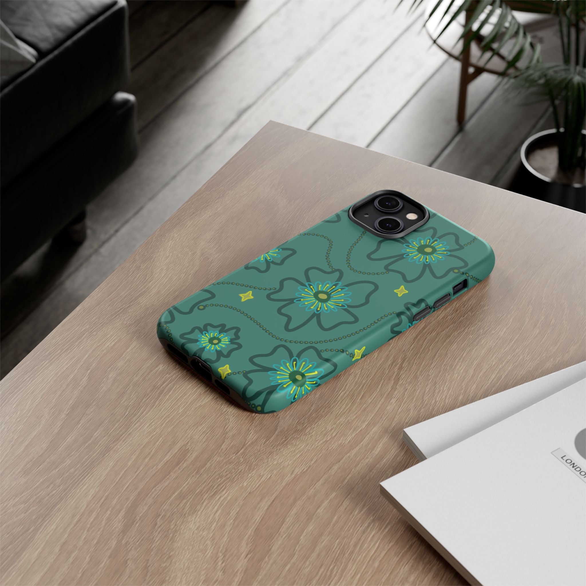 Tough Cases - Teal Floral Protective Phone Case