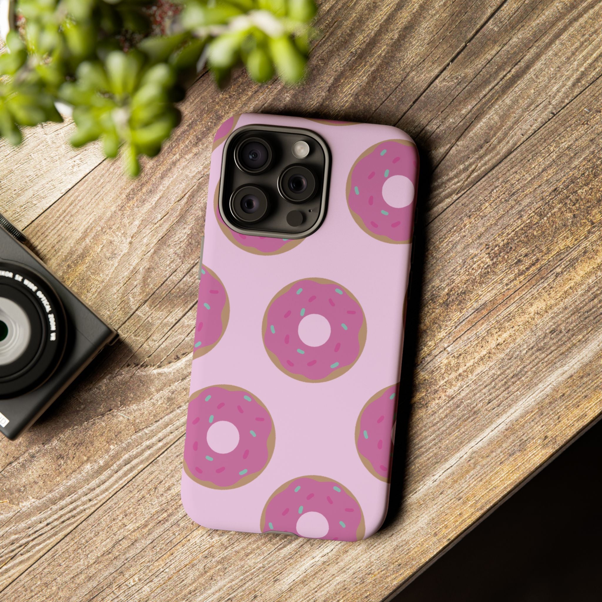 Pink Donut Pattern Tough Phone Case — Cute Sprinkles Protective Cover