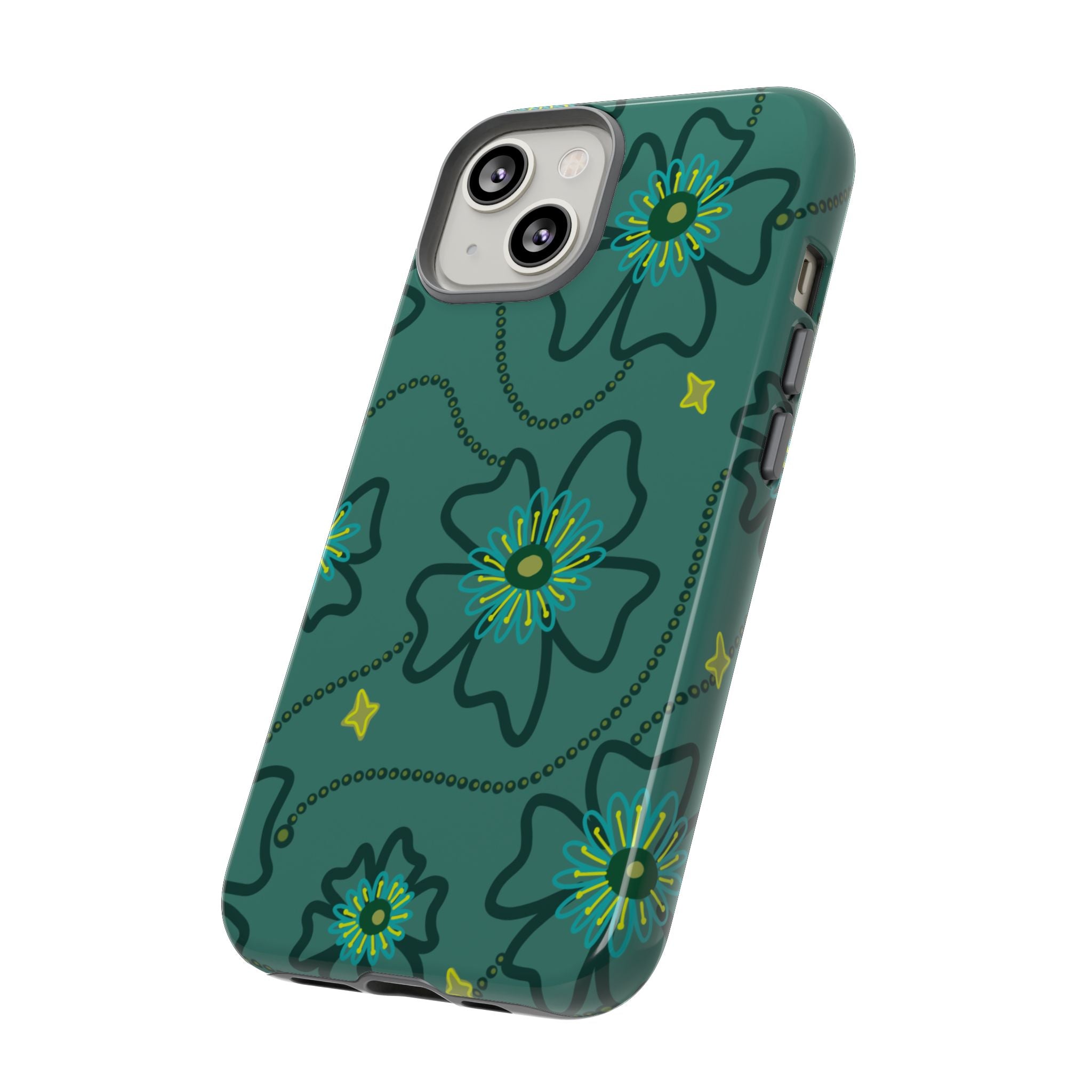 Tough Cases - Teal Floral Protective Phone Case