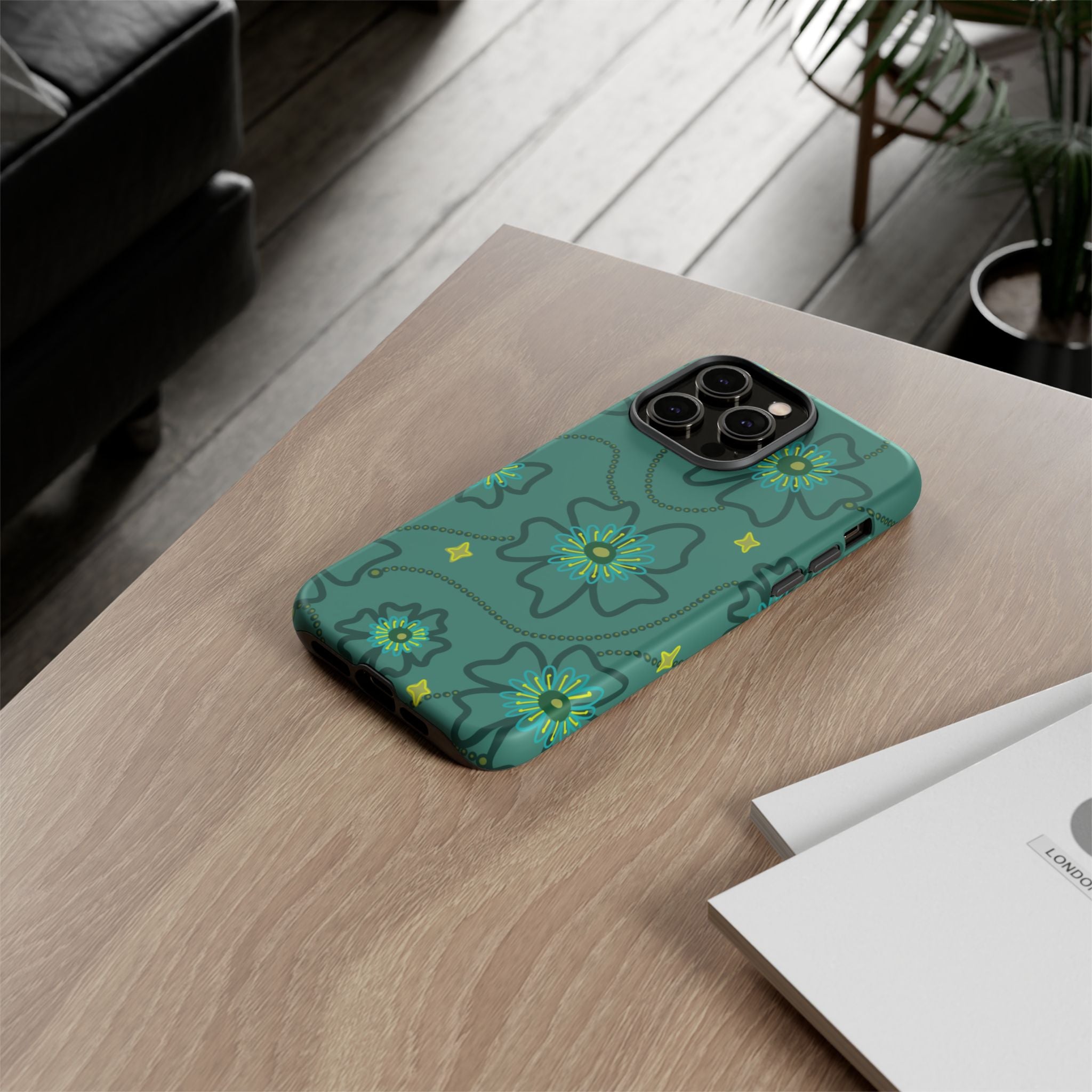 Tough Cases - Teal Floral Protective Phone Case