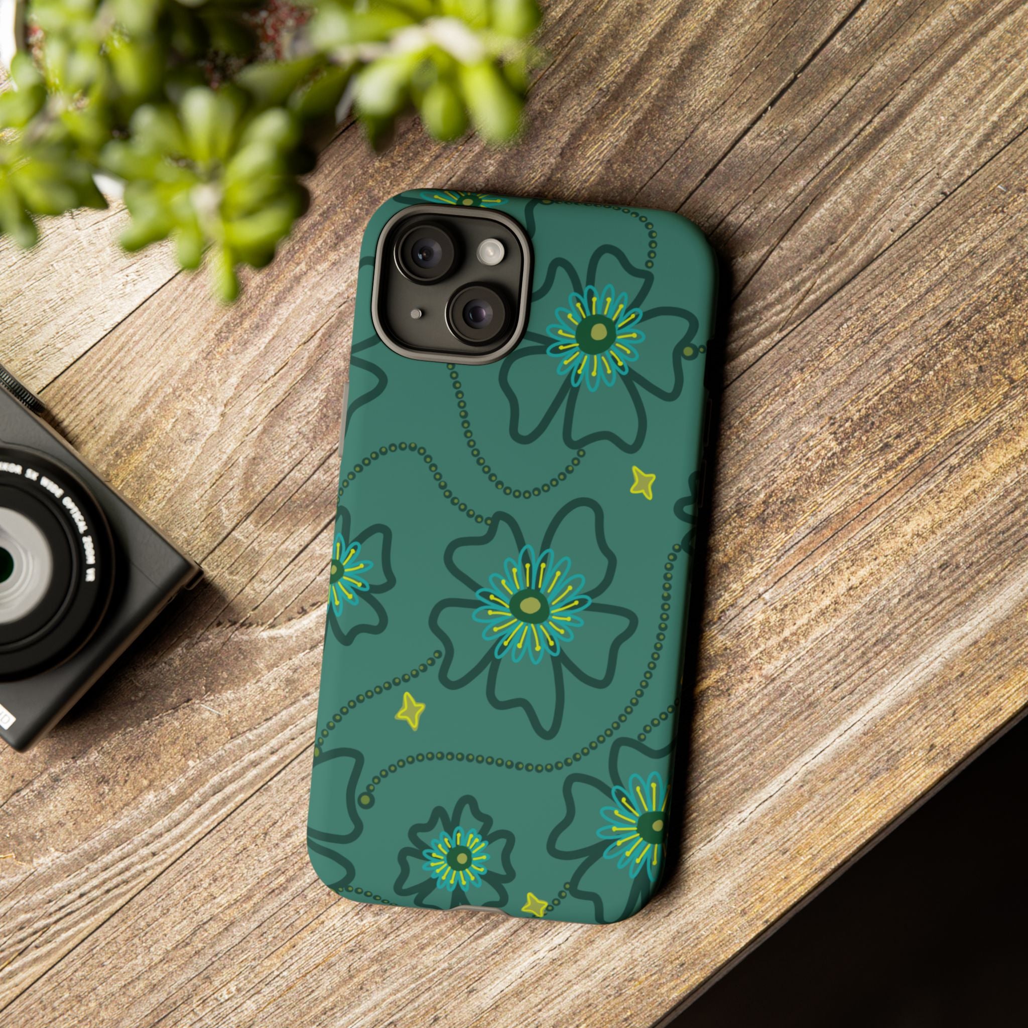 Tough Cases - Teal Floral Protective Phone Case